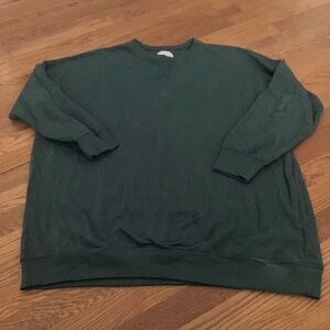 AE American Eagle oversized teal forest green crewneck sweatshirt